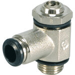 Exhaust air flow non-return valve with swivel piece brass design nickel-plated with push-in connector slotted head screw including