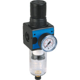 Filter regulator series Bloc 3 with manual/semi-automatic condensate drain and pressure gauge